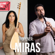 Das Duo Miras: Links die Musikerin Seval Kubat mit der Bağlama, eines der bedeutendsten Saiteninstrumente der anatolischen Musiktradition. Rechts: Der iranische Komponist und Multiinstrumentalist Saeid Karami mit einer Art Klarinette-